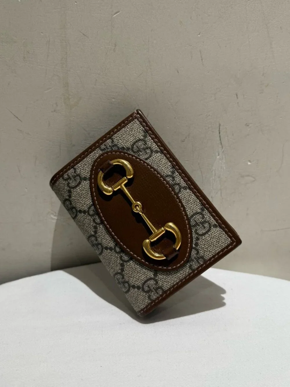 Gucci 1955 Horsebit GG Supreme Compact Wallet Card Holder
